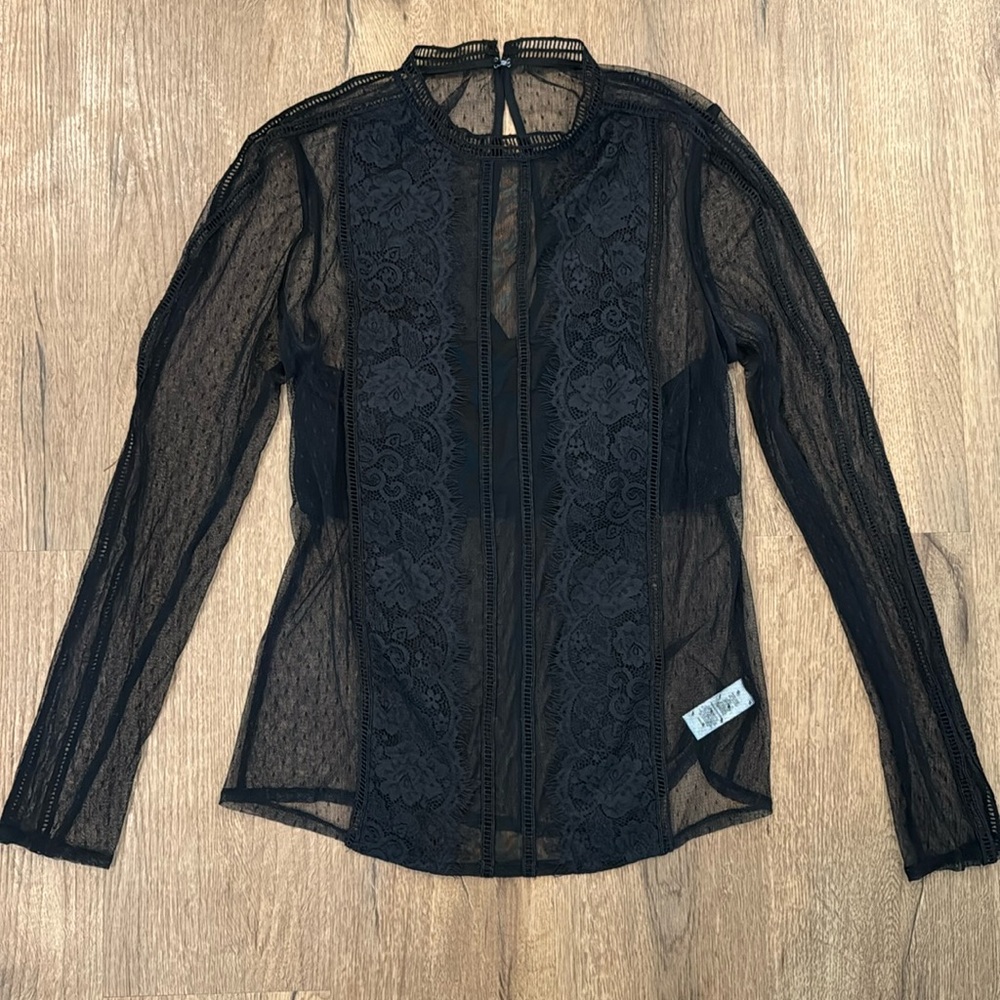 Express Black Sheer Lace Top